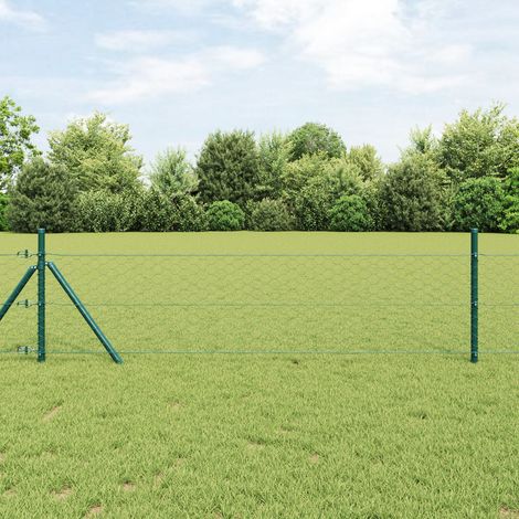 Zaun mit Pfosten Grün 0,5 x 100 m PVC-beschichteter Stahl vidaXL (1/5)