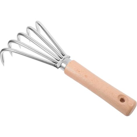Râteau Manuel de Désherbage Acier Inoxydable avec Manche Court Râteau de Jardin Compact pour Aérer et Cultiver la Terre Outil Portable Ergonomique pour Jardinage et Plantation (1/5)