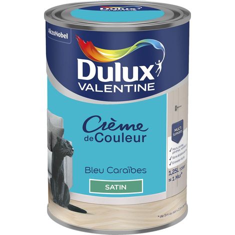 Peinture Crème De Couleur Satin Bleu Caraïbes 1,25 L - Dulux Valentine