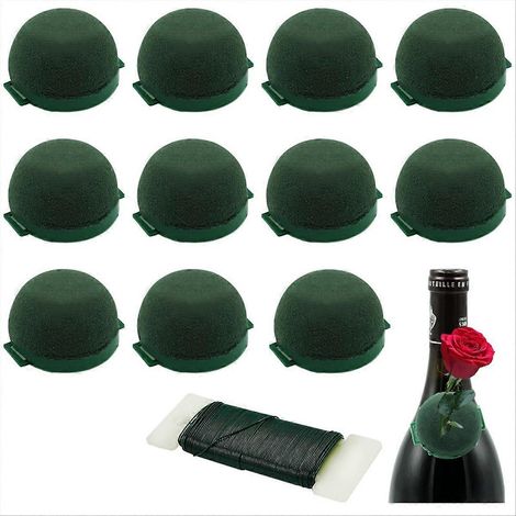 Lot de 12 supports à fleurs ronds verts en mousse, pour compositions florales, décorations et accessoires de fleuriste. (1/5)