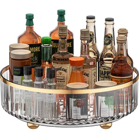 1 Étagère rotative, design élégant, plateau transparent, support épices, cuisine salon bureau (1/5)