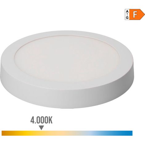 Downlight led superficie redondo blanco 20 w 1500 lm 4000 k luz dia ø 22 x 3 cm (1/4)