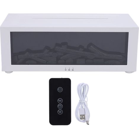 Umidificatore da tavolo Crezuo con effetto fiamma 3D, timer, funzionamento silenzioso, diffusore di aromaterapia e luce d'atmosfera per la casa (bianco)-Crezuo