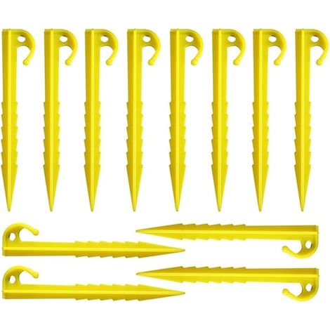 Piquets De Tente - Piquets Plastique ABS Dentelés 15 cm - Pour Camping Extérieur Jardin Filet Clôture - Lot De 12 (1/3)