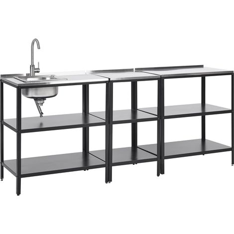 3 Piece Outdoor Kitchen Set with Sink VILAMA Metal Black