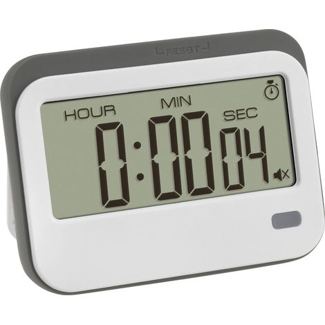 TFA DOSTMANN DIGITALER TIMER MIT STOPPUHR UND WECKER MINUTEUR BLANC, GRIS NUMÉRIQUE 38.2052.02 (1/5)