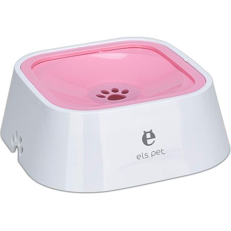 QAZQA Gamelle flottante pour animal domestique - 1,5 l - Fontaine à eau lente - Sans déversement - Anti-débordement - Anti-étouffement - Gamelle automatique pour chien, chat, chiot - Rose