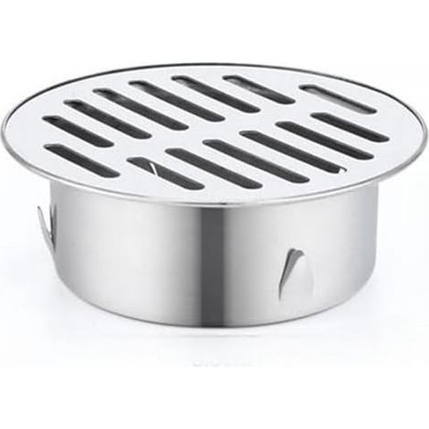 Siphon de sol rond en acier inoxydable, filtre anti-colmatage, siphon de sol de terrasse, siphon de sol de jardin extérieur (diamètre 90 mm)
