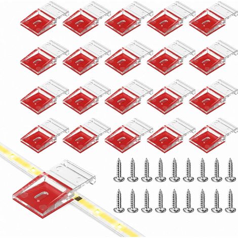 Clear Light Strip Clips Mounting Clips with Screws and Adhesive Strips for 10mm LED Strips Holder Clips for Home, Office and Car (1/5)