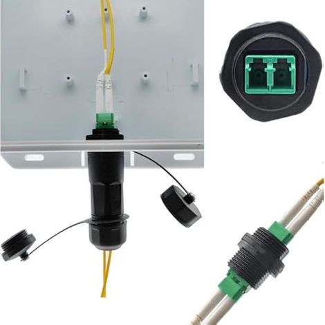Connecteur câble fibre IP68, connecteur fibre optique double cœur LC, coupleur fibre interface verte LC-APC 1pièce utilisé pour connecter des modules optiques SFP,boîtier module pré-terminé (1/5)