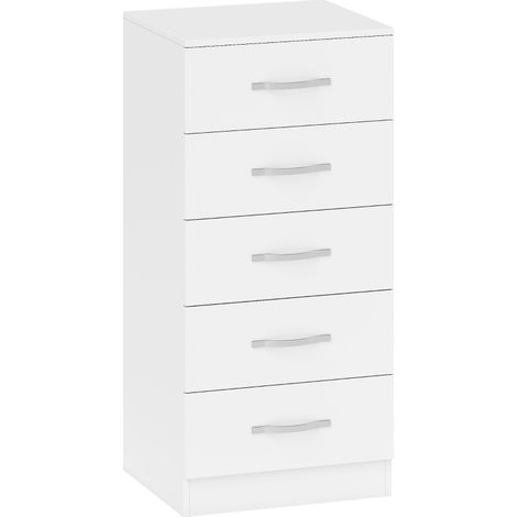 CHICFURN Cassettiera a 5 cassetti 40 x 35 x 85 cm in truciolato bianco con contenitore (1/5)