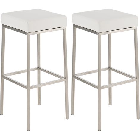 Set De 2 Taburetes Montreal Altura 85 cm Blanco Acero inoxidable (1/5)
