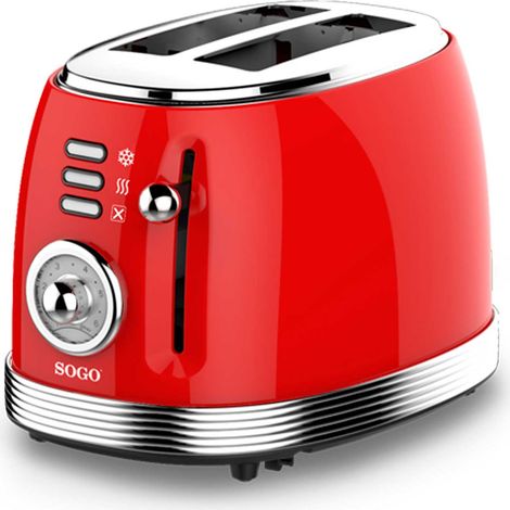 SOGO Human Technology Tostapane Spia luminosa, Funzione toast Rosso (metallico)