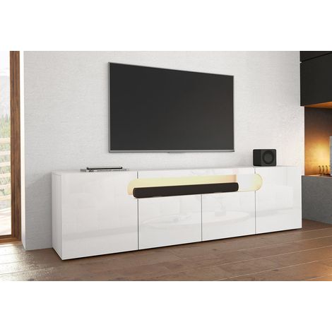 Meuble TV moderne 4 portes blanc brillant Regina (1/5)