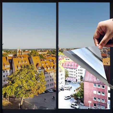 Wärmedämmfolie für Fenster, Einweg-Spiegelfolie für Privatsphäre, reflektierend, PET, 45 x 300 cm, silber