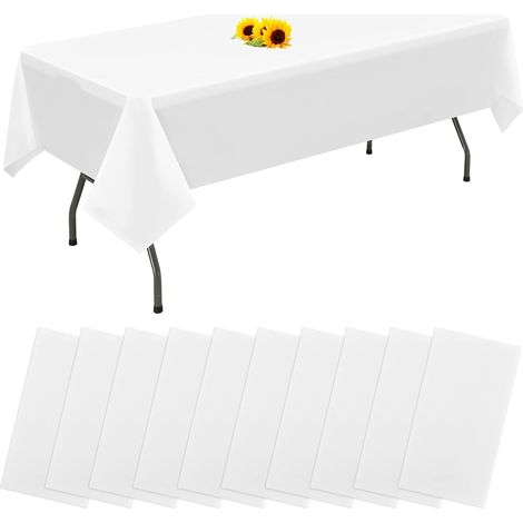 Lot de 4 nappes rondes jetables en plastique (137 x 274 cm) pour tables rondes, idéales pour les fêtes en extérieur, anniversaires, mariages, barbecues, enterrements de vie de jeune fille et fêtes pré