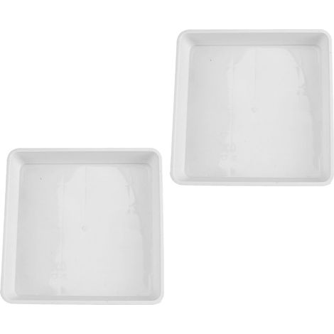 Soucoupes Blanches Carrées 40 CM 2 Pièces en Plastique, Robustes, pour Pots de Fleurs et Jardinières D’Intérieur et Extérieur (1/5)