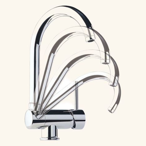 Robinet rabattable chromé – Mitigeur de lavabo H 80-320 mm – Bec rabattable 360° – Débit 13.4 l/min – Normes Européennes – Luisina (1/5)