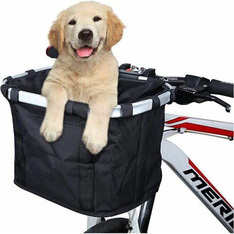 Panier de Vélo Détachables Cycle Avant Toile Panier Transporteur Sac Pet Carrier en Alliage d'Aluminium. (1/5)