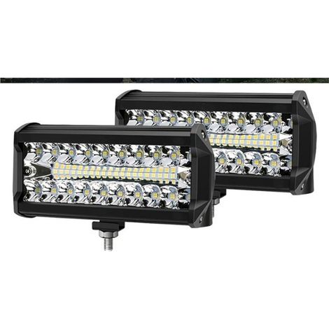 Phares de travail 400 W, 3 rangées de projecteurs longue portée de 7 pouces pour SUV et véhicules tout-terrain – Montage sur pare-chocs avant ou toit