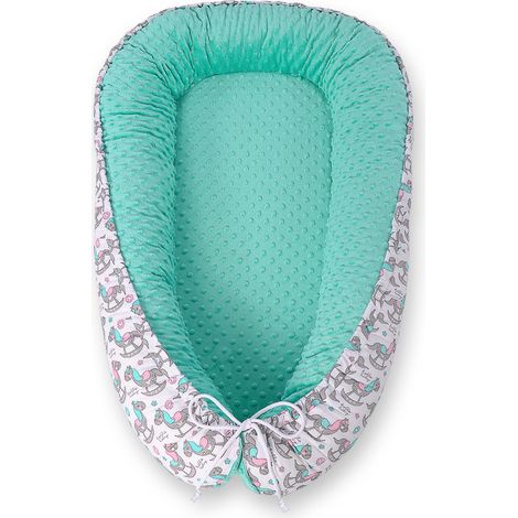 Babykokon, doppelseitig, Laufstall, Wickeltuch, Premium BOBONO Minky - Schaukelpferde (1/5)