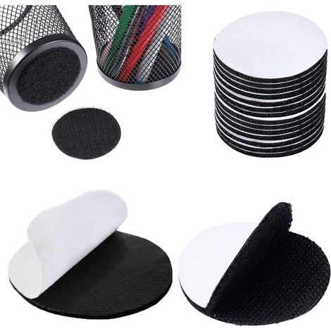 10 Paires 5 CM Round Scratch Autocollant, Bande Scratch Adhésive pour Maintenir en Place les Tapis, les Nattes, les Rideaux et le Mur de Photos (1/5)