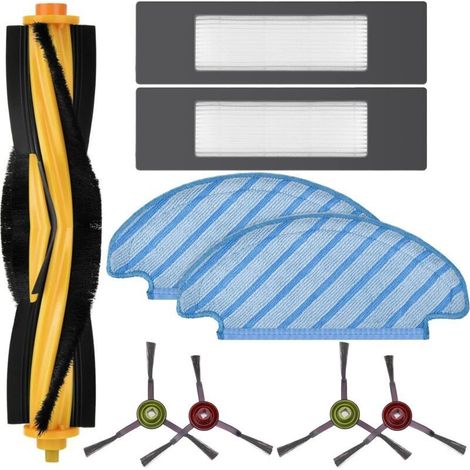 Accessories for Ecovacs Ozmo 950 920 N8 Pro N8 Pro+ T8 T8+ T8 AIVI T8 Max T9 T9+ (1 main brush, 2 mopping cloths, 2 filters (sponge + filter), 4 side brushes)--DTEKGAZ