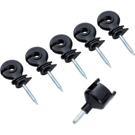 Tools Lot de 100 isolateurs annulaires à visser pour clôture électrique + mandrin de serrage, accessoires pour poteaux en bois de prairie de clôture pour cordes, fils et torons (1/5)