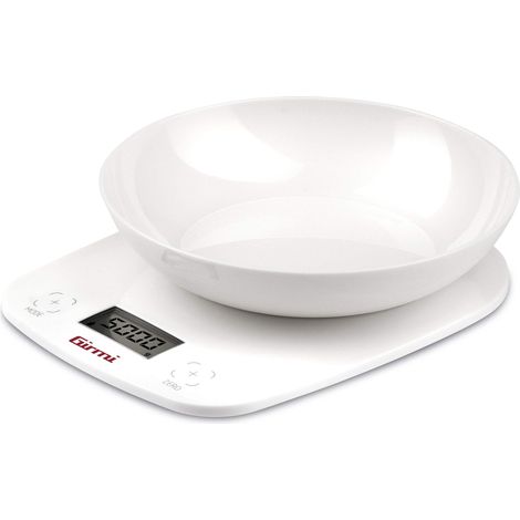 Balance de Cuisine, Plastique, Précision 1 g - 5 Kg, Écran LCD 45 X 22 mm, Arrêt Automatique, Fonction Tare, Blanc (1/4)