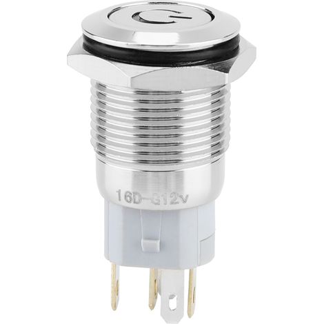 Interrupteur poussoir momentané métal 16mm, lot de 40, LED 12V vert, tête plate, 5 broches, reset automatique, bouton lumineux pour voiture. (1/5)