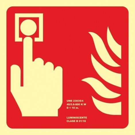 Señal de extinción Pulsador de Alarma (sin texto) luminiscente SEKURECO 630 x 630 mm CLASE B (PVC 0'7mm)