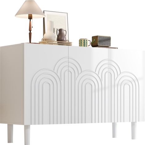 Credenza 3 ante 120x38,5x79 cm in MDF bianco, contenitore modulabile - CHICFURN (1/5)