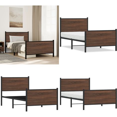 Metallbett ohne Matratze Braun Eichen-Optik 100x200 cm - Metallbett - Doppelbett - Boxspringbetten - Bettsystem - Schlafraum - Home & Living (1/5)