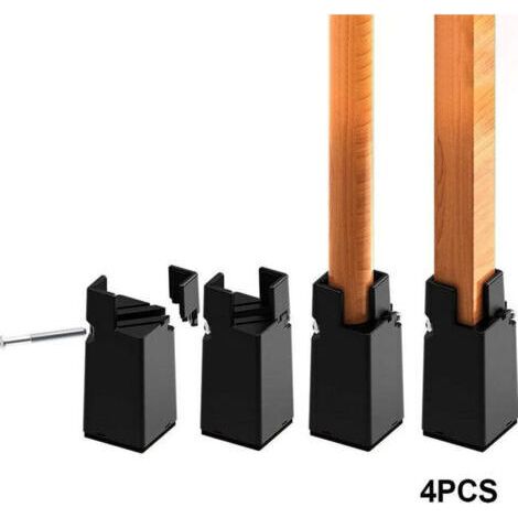 Pieds de meubles, 4 pieds de chaise robustes, capacité de charge jusqu'à 2300 kg, montage facile, pour lit, table, chaise (noir, 10 cm)