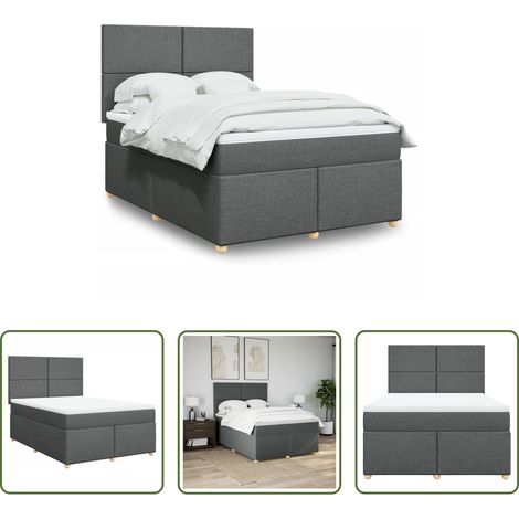 vidaXL Matelas à ressorts ensachés -  Sommier à lattes de lit avec matelas Gris foncé 140x190cm Tissu (1/5)