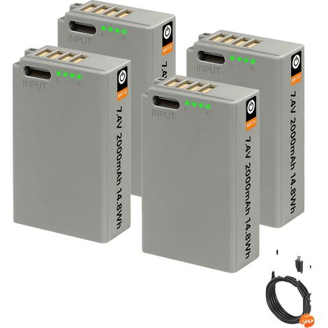 Batterie d'appareil photo, capacité de 2000mAh, rechargeable, 4PCS Batterie (1/2)
