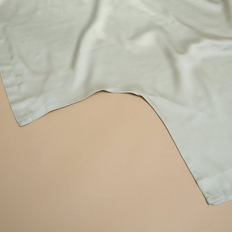 Housse de couette en satin de lyocell Lyocell 100% naturel et respirant, coloris gris vert - PANGIVO