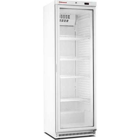 Armoire Frigorifique Vitrée Ventilée 400L Éclairage LED Classe B Design Blanc - Diamond