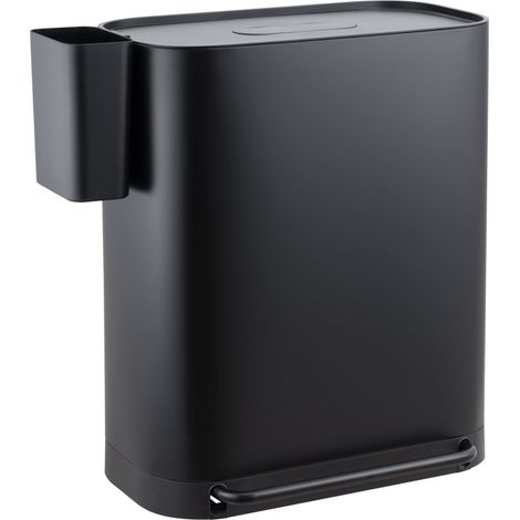Svita – Poubelle à pédale 60l 2 compartiments avec couvercle noir – Acier peint par poudrage – Filtre à charbon actif pour neutraliser les odeurs