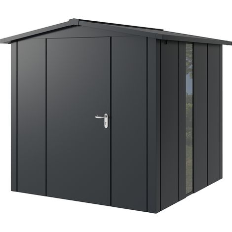 Hörmann Metall-Gerätehaus "Juno" mit Satteldach, JSD5 - Design, 214 x 214 cm (B x T), anthrazit, mit bodentiefem Fenster, 1-flüglige Tür, Anschlag links (1/5)