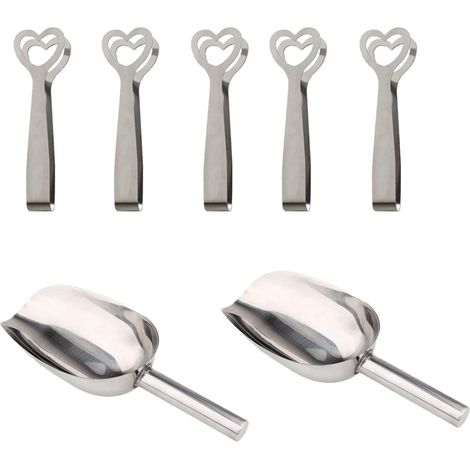 Pinces à Sucre et Cuillères à Glace, Ensemble de Pinces à Glace en Acier Inoxydable, pour Bonbons, Glaçons, Salades et Pâtes pour Mariages, Fêtes, Bars (1/5)