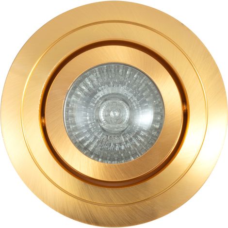 Litecraft Recessed Downlights Tiltable Circular Spotlights in Satin Brass - 2 Pack