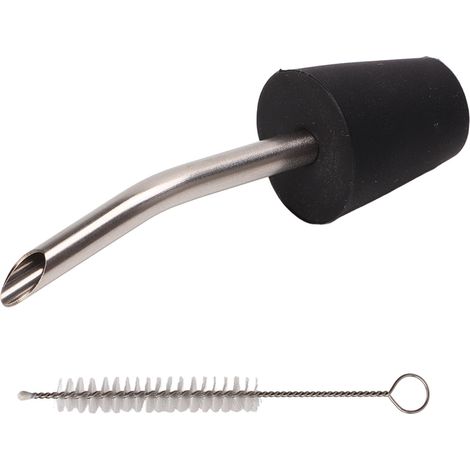 Bec verseur extensible pour bouilloire - Silicone alimentaire et inox, Ø15-19mm, noir avec brosse de nettoyage incluse (1/4)