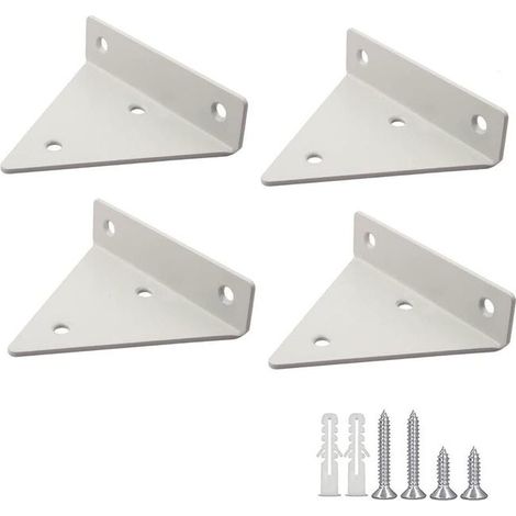 Set mit 4 dreieckigen Regalhalterungen, Wandhalterung für Garten, Küche, Wohnzimmer, Belastung 20 kg mit Schrauben, weiß