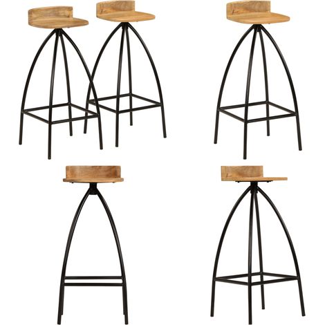 Chaises de bar lot de 2 bois de manguier solide - Bois de manguier - Chaise de cuisine (1/5)