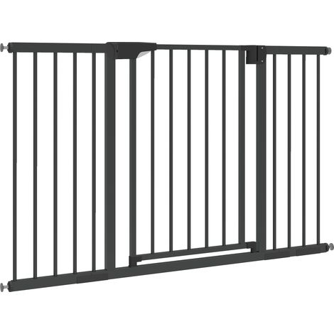 Grille Protection Enfant Chien, 76-130 cm, Extensible, Pose Sans Perçage, Blanc, Ouverture Escalier Large (1/5)