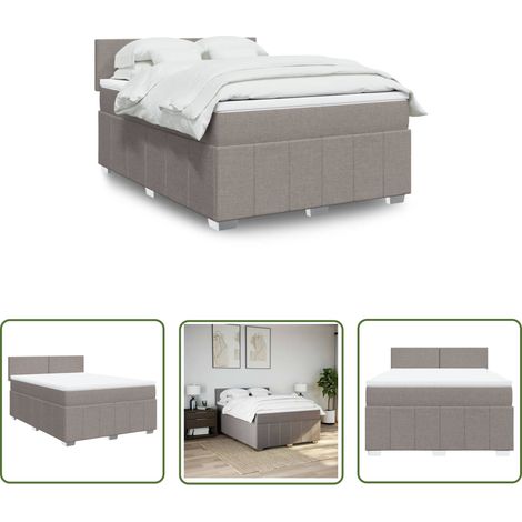 vidaXL Boxspringbett mit Matratze Taupe 160x200 cm Stoff (1/5)