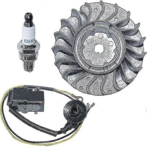 Kit bobine d'allumage à volant magnétique avec bougie pour tronçonneuse Stihl MS251 MS251C (remplace les références 1143, 400 et 1203) (1/4)