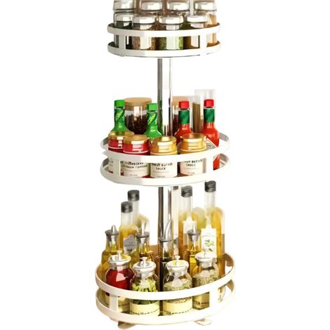 Étagère de rangement de cuisine rotative à 360 degrés, support pour épices, boîte de rangement pour huile, sel, sauce, vinaigre, support pour pots d'épices (1/5)