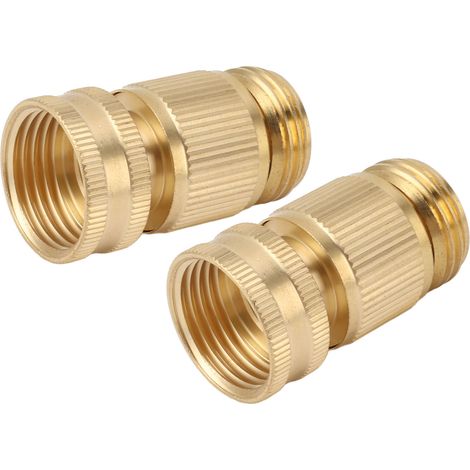 Lot de 2 raccords rapides en laiton 3/4 pouce mâle et femelle pour tuyau d'arrosage, pour réparation (1/5)